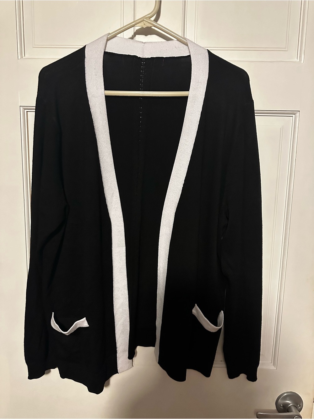 Source Unknown Black Cardigan with White Trim
